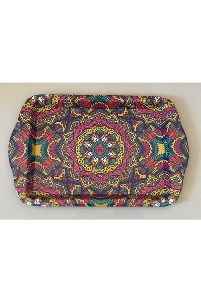 Çini/Mandala Temalı Mini Sunum Tepsisi - 1 Adet - Resim 5
