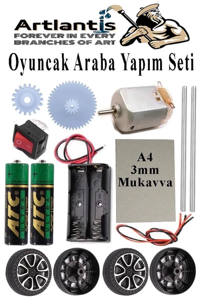 Oyuncak Araba Yapım Seti 1 Paket Plastik Tekerlek Deney İçin 2 Adet Metal Şaft Proje Deney Seti Dc Motor Çark Dişli Okul ürün görseli 1