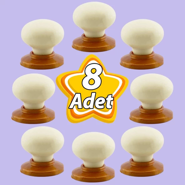 8 Adet Kamelya Kulp Krem Polimer Düğme Kulp Bakır Tablalı Mobilya Mutfak Dolabı Çekmece Kulbu Kulpları ürün görseli 1