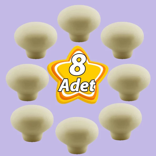 8 Adet Kamelya Kulp Krem Polimer Düğme Kulp Mantar Mobilya Mutfak Dolabı Çekmece Kulbu Kulpları ürün görseli 1