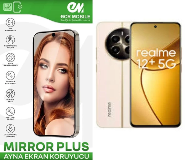 Realme 12+ 5G Ekran Koruyucu Esnek Ayna(Mirror) 9H Nano ürün görseli 1