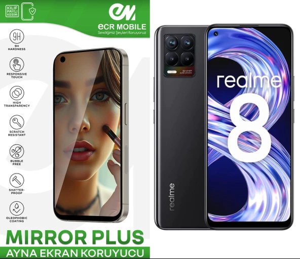 Realme 8 Ekran Koruyucu Esnek Ayna(Mirror) 9H Nano ürün görseli 1