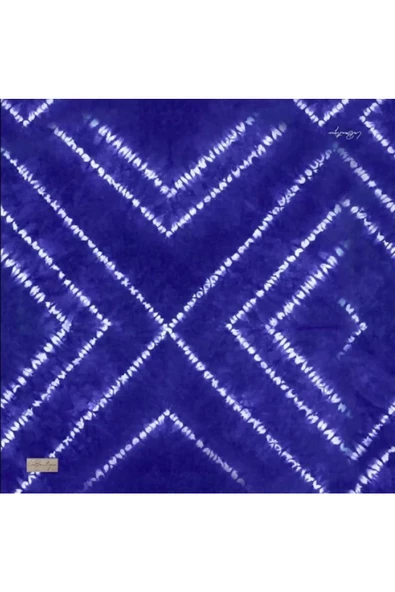 Sura İpek / Pure Silk Eşarp 2184-01 Mavi Karışık Desen ürün görseli 1