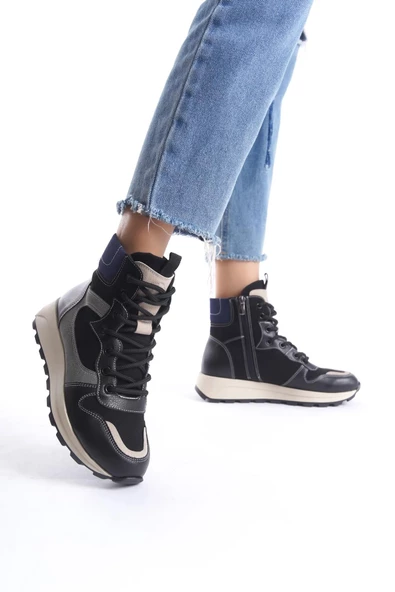 Misref Siyah Lacivert Sneaker Günlük Hafif Spor Bot Ayakkabı ürün görseli 1