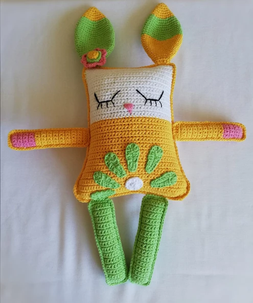 Tavşan Yastık Uyku Arkadaşı Amigurumi Organik Oyuncak ürün görseli 1
