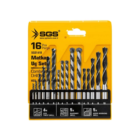 SGS 16 PARÇA AHŞAP/METAL/BETON MATKAP UCU SETİ ürün görseli 1