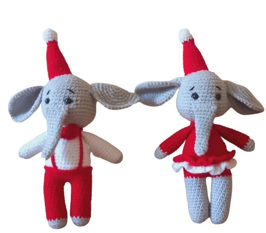 Mutlu Yılbaşı Filleri Amigurumi Organik Oyuncak ürün görseli 1