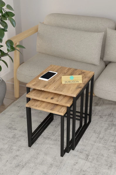 Durusilya Mobilya Zigon Sehpa , Metal Üçlü Zigon Sehpa , 3 lü Sehpa ürün görseli 1