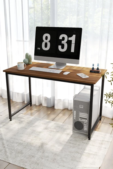 Durusilya Mobilya Çalışma Masası , Bilgisayar Masası , Ofis Masası , 120x60 - Ceviz ürün görseli 1