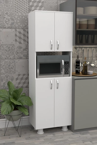Durusilya Fırın Mikro Dalga Bölmeli Alt Üst Kapaklı Çok Amaçlı Mutfak Balkon Dolabı Dört Kapaklı, One Size ürün görseli 1