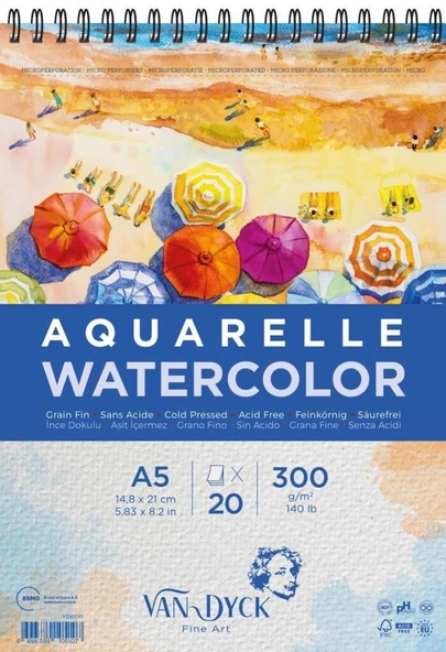 Van Dyck Aquarelle Cold Pres Suluboya Defteri 300gr A5 20 Yaprak ürün görseli 1