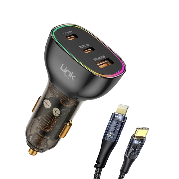 LinkTech C507 80W 2xPD 30+20W Type-C to Lightning USB Araç İçi Şarj Aleti ürün görseli 1