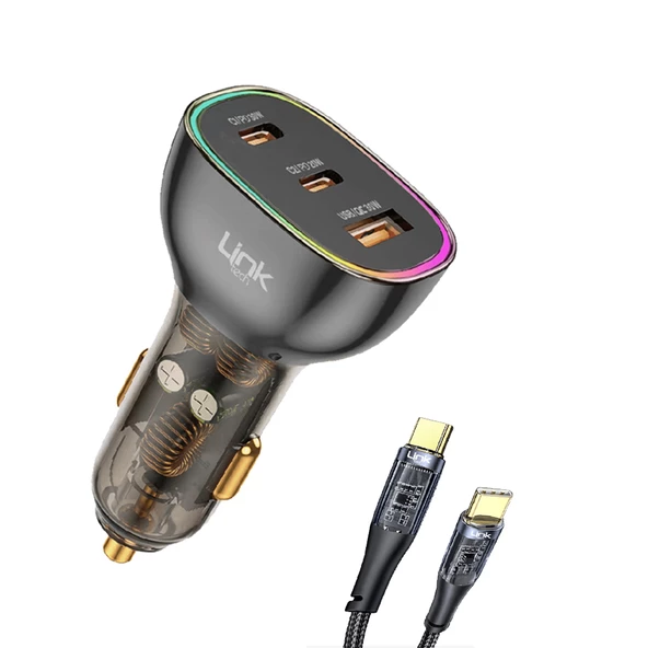 LinkTech C508 80W 2xPD 30+20W + USB Araç İçi Type-C Şarj Aleti ürün görseli 1