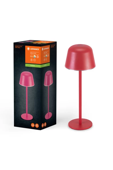 Ledvance Led Endura Dokunmatik Su Geçirmez Şarjlı Ve Elektrikli Dış Mekan Ip54 Kırmızı Masa Lambası ürün görseli 1