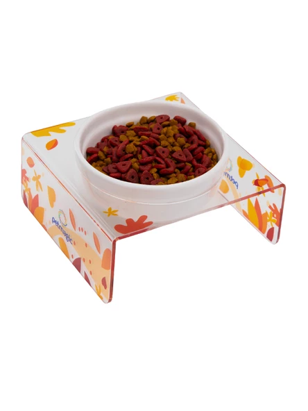 Petmagic Akrilik Beyaz Seramik Tekli Evcil Hayvan Kedi ve Mini Irk Köpek Mama Kabı-Sonbahar ürün görseli 1