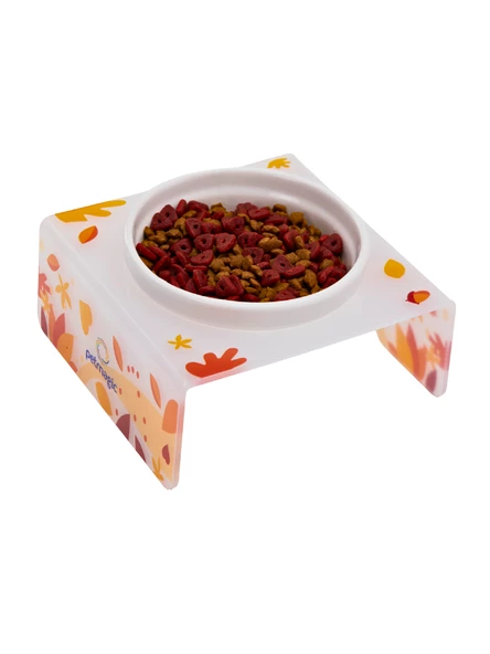 Petmagic Akrilik Beyaz Seramik Tekli Evcil Hayvan Kedi ve Mini Irk Köpek Mama Kabı-Mat Sonbahar ürün görseli 1