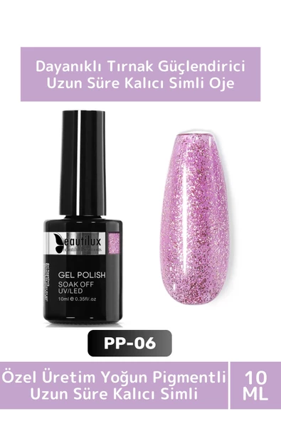 Özel Üretim Yüksek Pigmentli Hızlı Kuruyan Tırnak Güçlendirici 3 Aşamalı Kalıcı Simli Oje 10 Ml ürün görseli 1