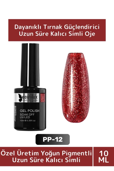 Özel Üretim Yüksek Pigmentli Hızlı Kuruyan Tırnak Güçlendirici 3 Aşamalı Kalıcı Simli Oje 10 Ml ürün görseli 1