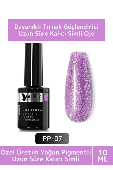 Özel Üretim Yüksek Pigmentli Hızlı Kuruyan Tırnak Güçlendirici 3 Aşamalı Kalıcı Simli Oje 10 Ml ürün görseli 1