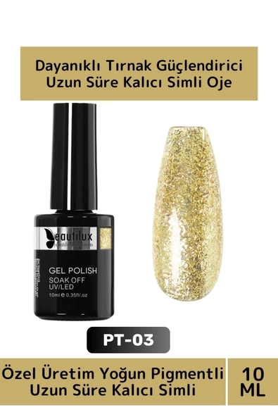 Özel Üretim Yüksek Pigmentli Hızlı Kuruyan Tırnak Güçlendirici 3 Aşamalı Kalıcı Simli Oje 10 Ml ürün görseli 1