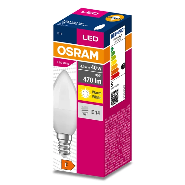 Osram Led 4.9W 2700K 470lm E14 Duy Sarı Işık Ampul ürün görseli 1