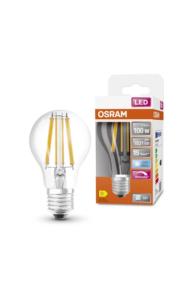 Osram Led Flament Dim 11W 4000K 1521lm E27 Duy Kırık Beyaz Işık Ampul ürün görseli 1