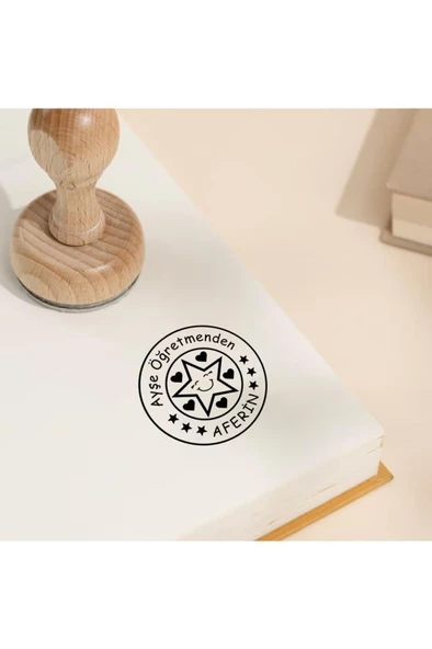 Kişiye Özel Öğretmen Kaşesi Mührü Kitap Mührü ve Istampa Set R5814-09 ürün görseli 1