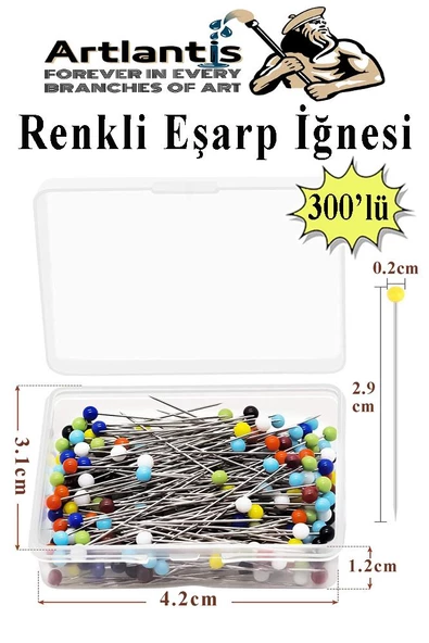 Eşarp İğnesi Renkli 300 lü 1 Paket Türban İğnesi Başörtüsü Toplu İğne Şal Düğün Nikah Nişan Kına Sünnet Takı İğnesi ürün görseli 1