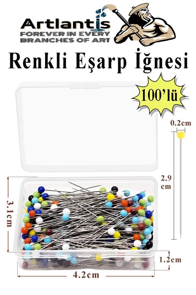 Eşarp İğnesi Renkli 100 lü 1 Paket Türban İğnesi Başörtüsü Toplu İğne Şal Düğün Nikah Nişan Kına Sünnet Takı İğnesi ürün görseli 1