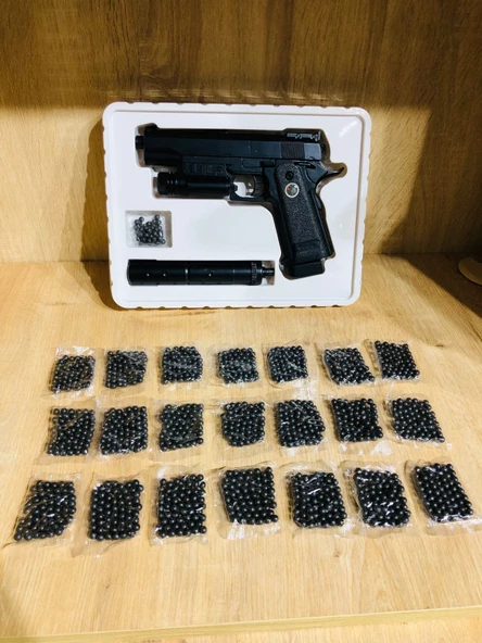 Boncuklu Lazerli Silah + 21 Paket Plastik Boncuk ürün görseli 1
