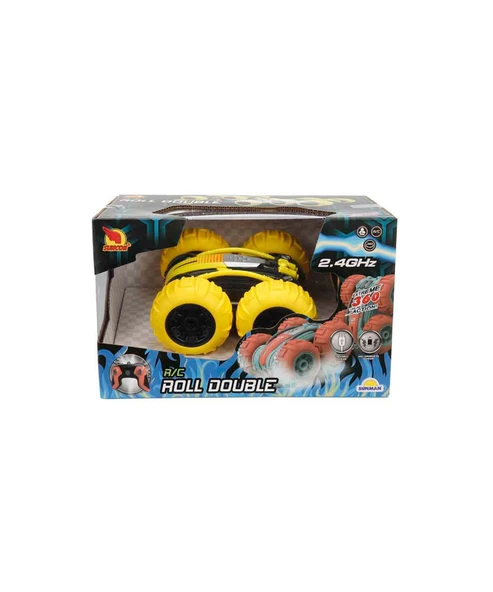 Roll Double 360 Derece Dönen Uzaktan Kumandalı Araba 16 cm 25338 Sarı ürün görseli 1