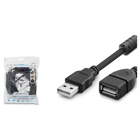 Hadron HDX7521 USB-A (F) - USB-A (M) 5mt USB Uzatma Kablosu - Siyah ürün görseli 1