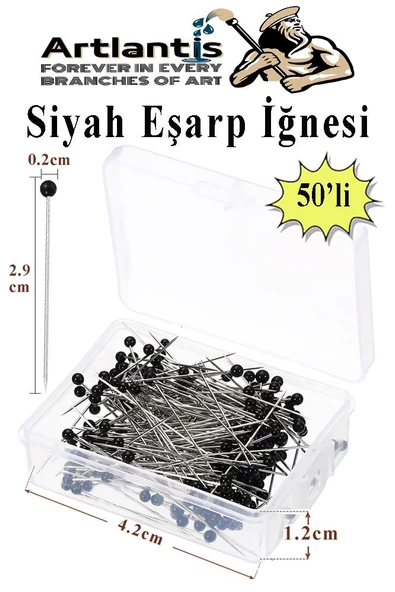 Eşarp İğnesi Siyah 50 li 1 Paket Türban İğnesi Başörtüsü Toplu İğne Şal Düğün Nikah Nişan Kına Sünnet Takı İğnesi ürün görseli 1