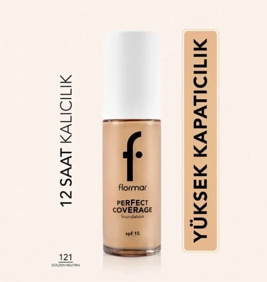 Flormar Perfect Coverage Foundation 121 Golden Neutral - Resim 2