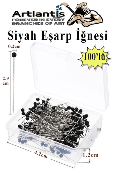 Eşarp İğnesi Siyah 100 lü 1 Paket Türban İğnesi Başörtüsü Toplu İğne Şal Düğün Nikah Nişan Kına Sünnet Takı İğnesi ürün görseli 1