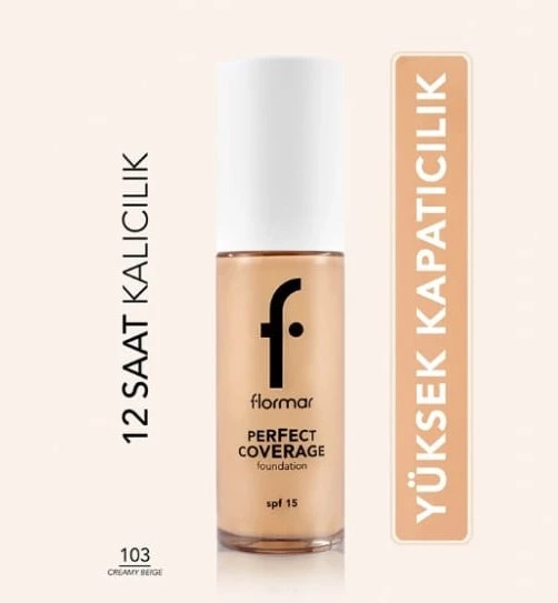 Flormar Perfect Coverage Foundation 103 Creamy Beige - Resim 2