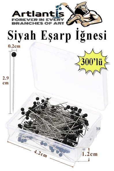 Eşarp İğnesi Siyah 300 lü 1 Paket Türban İğnesi Başörtüsü Toplu İğne Şal Düğün Nikah Nişan Kına Sünnet Takı İğnesi ürün görseli 1
