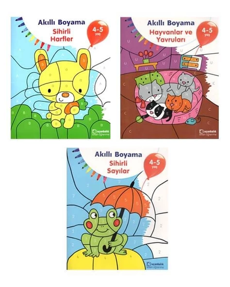 4-5 Yaş Akıllı Boyama Kitap Seti 3 Kitap Uçanbalık Yayınları ürün görseli 1