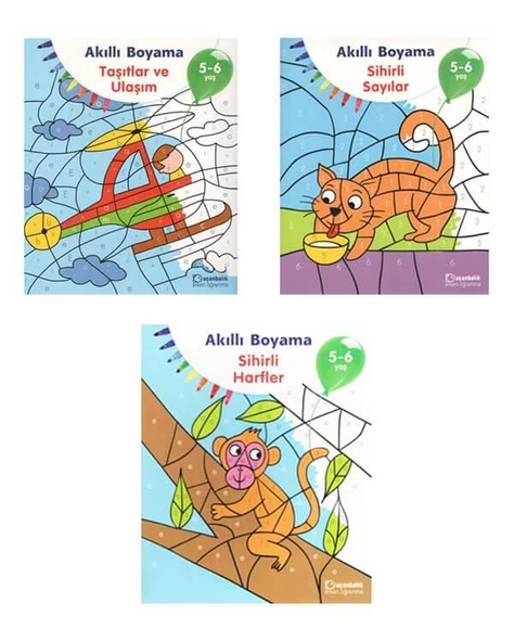 5-6 Yaş Akıllı Boyama Kitap Seti 3 Kitap Uçanbalık Yayınları ürün görseli 1
