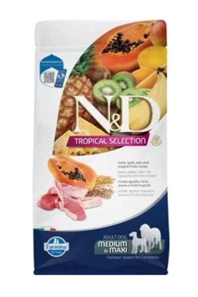 N&D Tropical Selection Kuzu Etli ve Tropikal Meyveli Orta ve Büyük Irk Yetişkin Köpek Maması 10kg ürün görseli 1