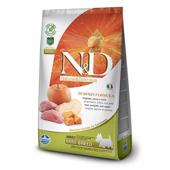 N&D Pumpkin Bal Kabaklı Yaban Domuz Etli ve Elmalı Tahılsız Küçük Irk Yetişkin Köpek Maması 7kg ürün görseli 1