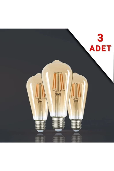 3 Adet Led Filamanlı E27 Rustik Ampul 4 Watt Gün Işığı St64 sfsff333, one size ürün görseli 1