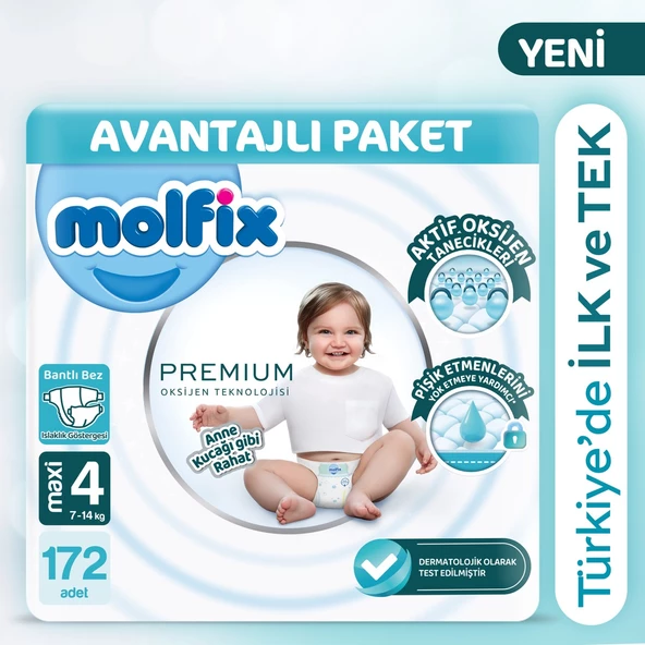 Molfix Premium Avantajlı Paket 4 Beden 172 Adet ürün görseli 1