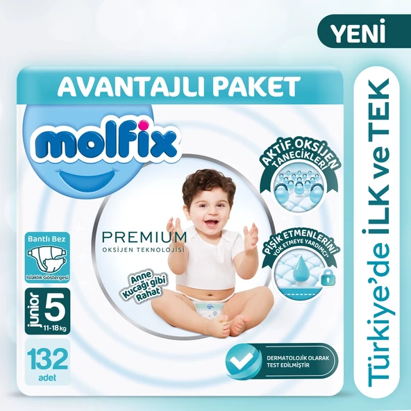 Molfix Premium Avantajlı Paket 5 Beden 132 Adet ürün görseli 1