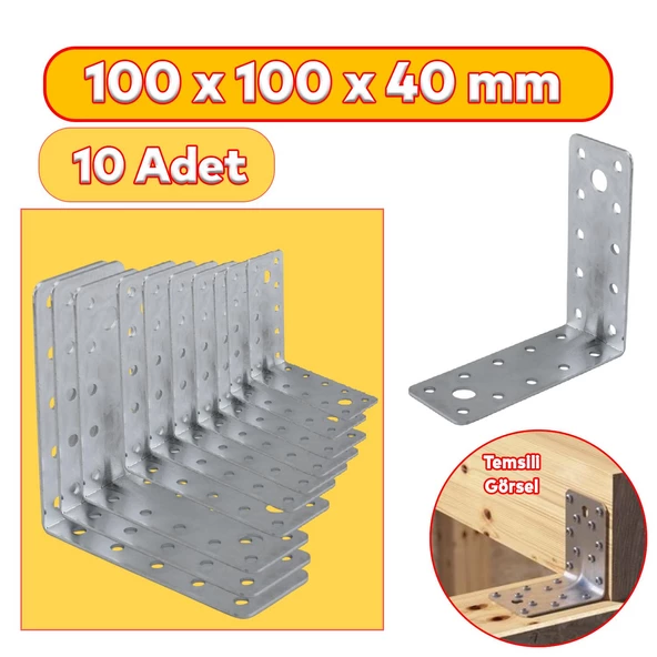 Mobilya Dolap Duvar Sabitleme 10 ADET Metal Köşebent 100x100x40 Mm Bağlantı Aparatı L Demiri Gönye ürün görseli 1