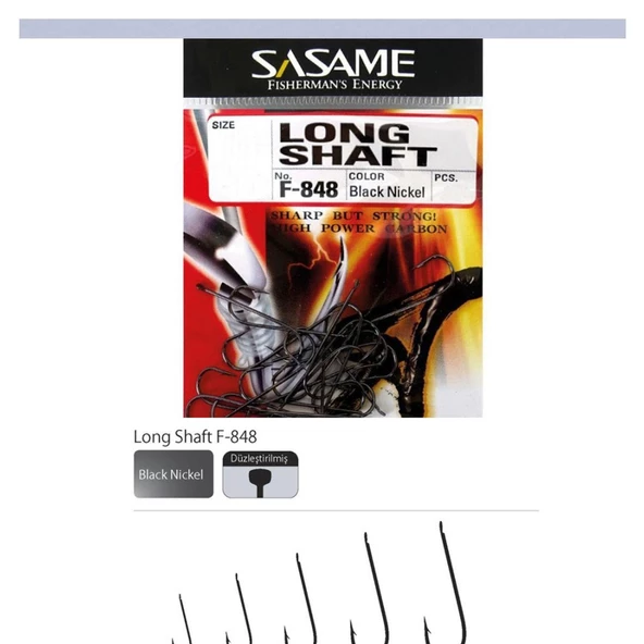 Sasame Long Shaft (Uzun Gövde) F-848 Tekli Olta İğnesi  8 No / 24 Adet ürün görseli 1