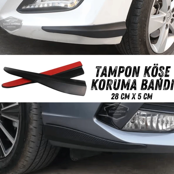 Üniversal Her Araca Uyumlu Esnek Tampon Köşesi Koruma Bandı Tampon Köşe Koruyucu Şerit Yumuşak Bant 2 Parça Siyah 28 cm ürün görseli 1
