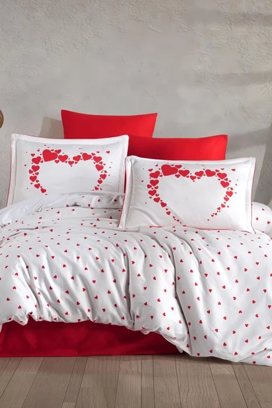 Amore Pamuk Saten Çift Kişilik Nevresim Takımı Beyaz ürün görseli 1