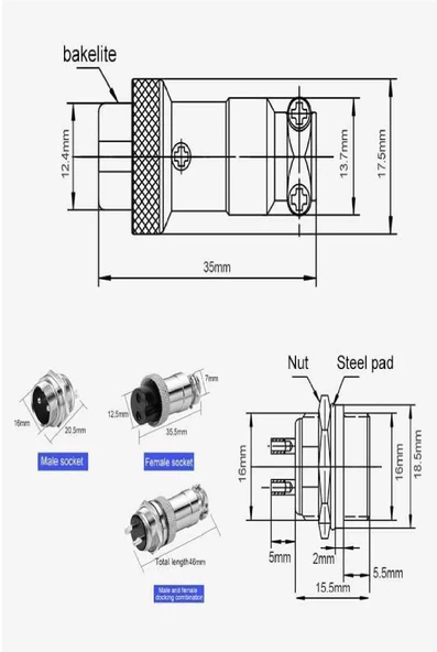 4pin Konnektör Mayk Fiş Mike Fiş 5 Adet ürün görseli 1