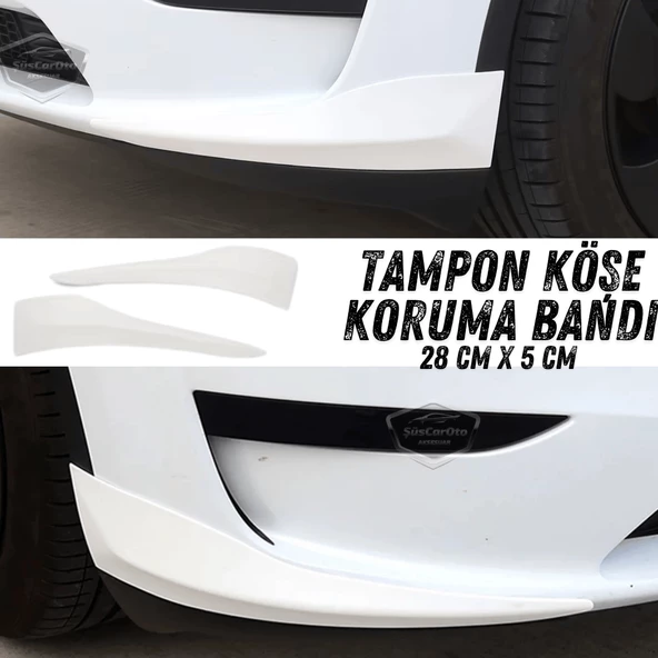 Üniversal Her Araca Uyumlu Esnek Tampon Köşesi Koruma Bandı Tampon Köşe Koruyucu Şerit Yumuşak Bant 2 Parça Beyaz 28 cm ürün görseli 1